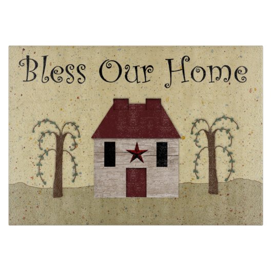 Segen Sie unsere Zuhause Cutting Board Schneidebrett (Vorderseite)