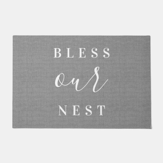 Segen unser Nest rustikal Grau Fußmatte (Vorderseite)