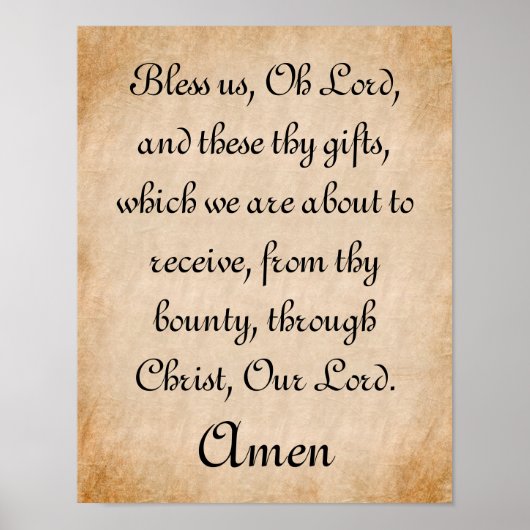 Segen wir, Oh Lord Mealtime Gebet Poster (Vorne)