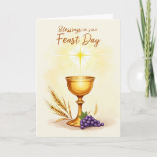 Segen zum Festtag Eucharistischer Kelch Weizen Karte