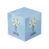 Segen zum Hochzeitstag Bouquet von Daisies Würfel (Rückseite Schrägansicht)