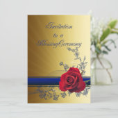 Segeneinladung mit einer Roten Rose der Liebe Einladung (Stehend Vorderseite)