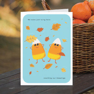 Segensrechnungen   Himmelblauer Candy Corn Herbst Feiertagskarte