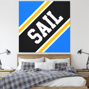 SEGLER Hellblau Orange Schwarz Orange Weiße Streif Leinwanddruck