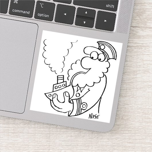 Segler rauchen eine schiffförmige Rohre. Funny Aufkleber (Detail)