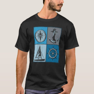 Segler Segelbootanker Kompass Ruder T-Shirt