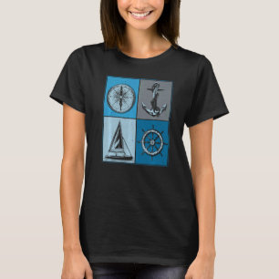 Segler Segelbootanker Kompass Ruder T-Shirt