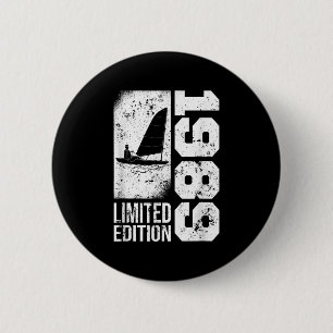 Segler Yacht-Segelschiffe Vintage 1989 Geburtstag Button