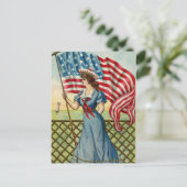 Seglerin - Vintage nautische patriotische Kunst Postkarte (Stehend Vorderseite)