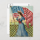 Seglerin - Vintage nautische patriotische Kunst Postkarte (Vorne/Hinten)