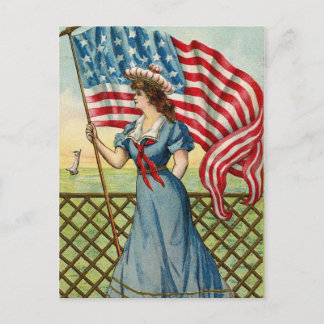 Seglerin - Vintage nautische patriotische Kunst Postkarte