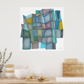 Segmented Cool Hues Watercolor Art Poster (Küche)