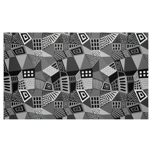 Segmentiert Abstrakt 070717 - Schwarz und Weiß Stoff (Fat Quarter (45,7 x 55,9 cm))