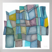 Segmentierte kühle Farbtöne Wasserfarben Kunst Poster (Vorne)