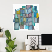 Segmentierte kühle Farbtöne Wasserfarben Kunst Poster (Heimbüro)