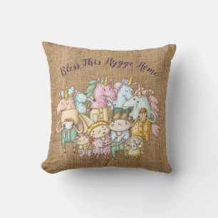 Segne diese HYGGE Zuhause Cosy Unicorn Family Burl Kissen