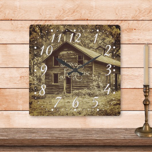 segne dieses Bauernhaus Vintag Quadratische Wanduhr