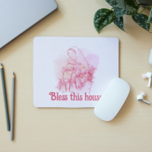 Segne dieses Haus Rosa Jungfrau Blumen Mary Jesus Mousepad