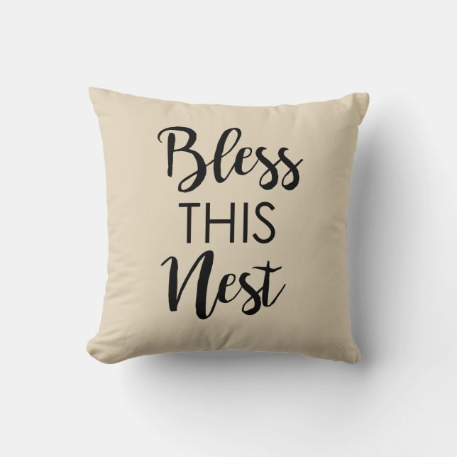 Segne dieses Nest Tan dankenswertem Kissen (Vorderseite)