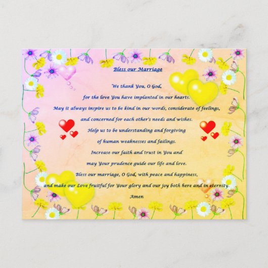 Segne unser Heiratsgebet Postkarte (Vorderseite)