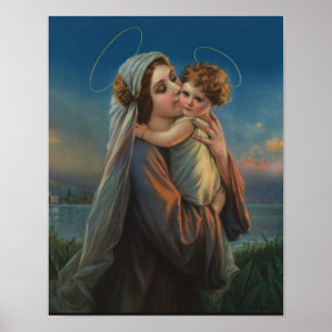 Segnende Jungfrau Maria Madonna mit Jesuskind Poster