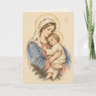 Segnende Jungfrau Maria und Christus Kind Feiertagskarte