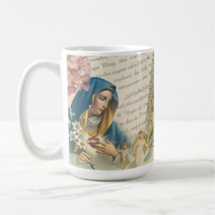 Segnende Jungfrau Maria Vintage Katholischer Rosen Kaffeetasse