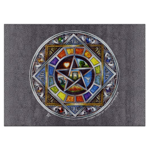 Segnung der Elemente auf der eckigen Schneideplati Schneidebrett (Vorderseite)