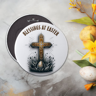 Segnungen am Christlichen Kreuz Ostern Button