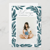 Segnungen. Blaue Weihnachtszeit Feiertagskarte (Vorne/Hinten)