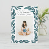 Segnungen. Blaue Weihnachtszeit Feiertagskarte (Stehend Vorderseite)