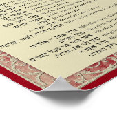 Segnungen der Tora Hebräisch und Englisch auf Rot Poster (Ecke)