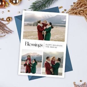 Segnungen Elegante Skripte Weihnachts-Foto der Fam Feiertagskarte