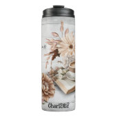 Segnungen: Kaffee, Schrift, rustikale Blume Thermosbecher (Vorderseite)