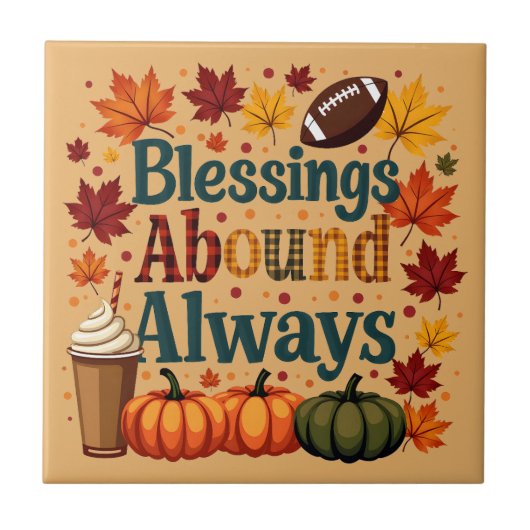 Segnungen über immer Herbstdesign Fliese (Vorderseite)