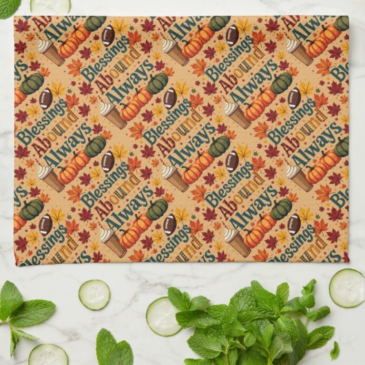 Segnungen über immer Herbstdesign Geschirrtuch (Gefaltet)
