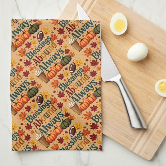 Segnungen über immer Herbstdesign Geschirrtuch (Viertel Falte)