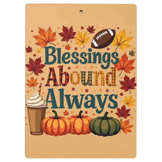 Segnungen über immer Herbstdesign Klemmbrett (Rückseite)