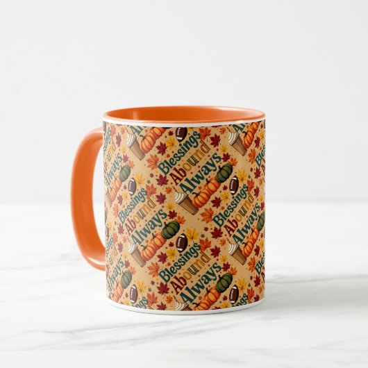 Segnungen über immer Herbstdesign Tasse (Vorderseite Links)