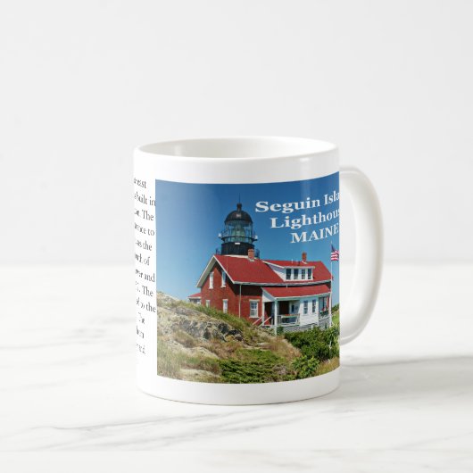 Seguin Insel-Leuchtturm, Maine-Tasse Kaffeetasse (VorderseiteRechts)
