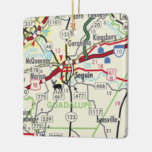 Seguin TX Road Map Keramikornament (Links)