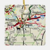 Seguin TX Road Map Keramikornament (Vorderseite)