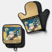 Seh-Zeit Ofenhandschuh & Topflappen-Set (Vorderseite/Rückseite)