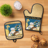 Seh-Zeit Ofenhandschuh & Topflappen-Set (Oben Unten)