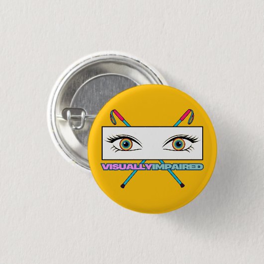 Sehbehinderter Regenbogen am Auge - gelber Hinterg Button (Vorne & Hinten)