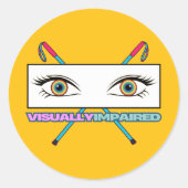 Sehbehinderter Regenbogen am Auge - gelber Hinterg Runder Aufkleber (Vorderseite)