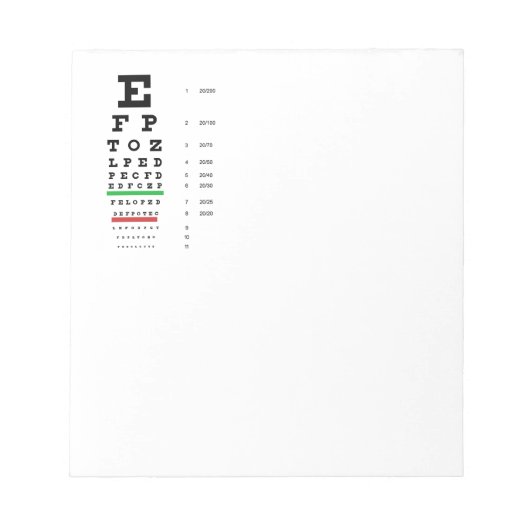 Sehdiagrammtest Notizblock (Vorderseite)
