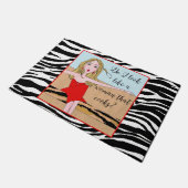 "Sehe ich wie eine Frau aus, die kocht?" Fußmatte (Schrägansicht)