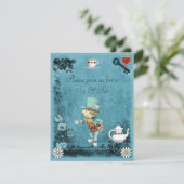 Sehen blaues wütendes der Hutmacher-Schlückchen Einladung (Stehend Vorderseite)