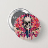 Sehen Farbdes schmelzenden Zuckerschädels Button (Vorne & Hinten)